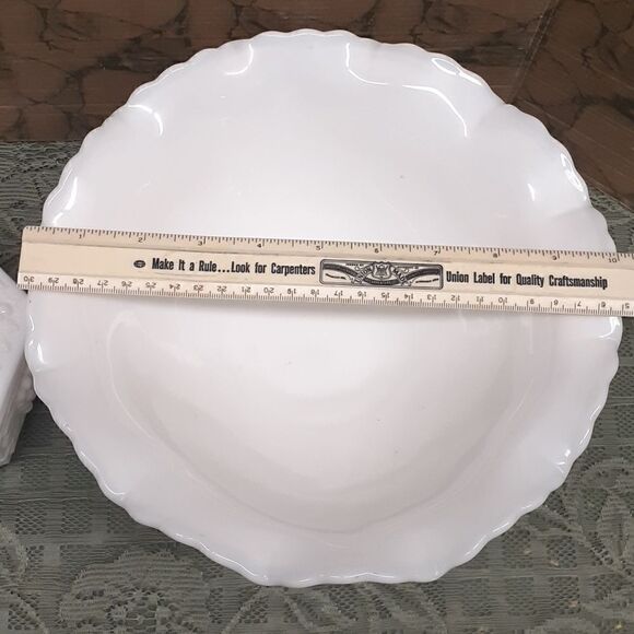 Vintage Imperial Paneled Grape harvest milk glass ruffled bowl - Picture 2 of 6